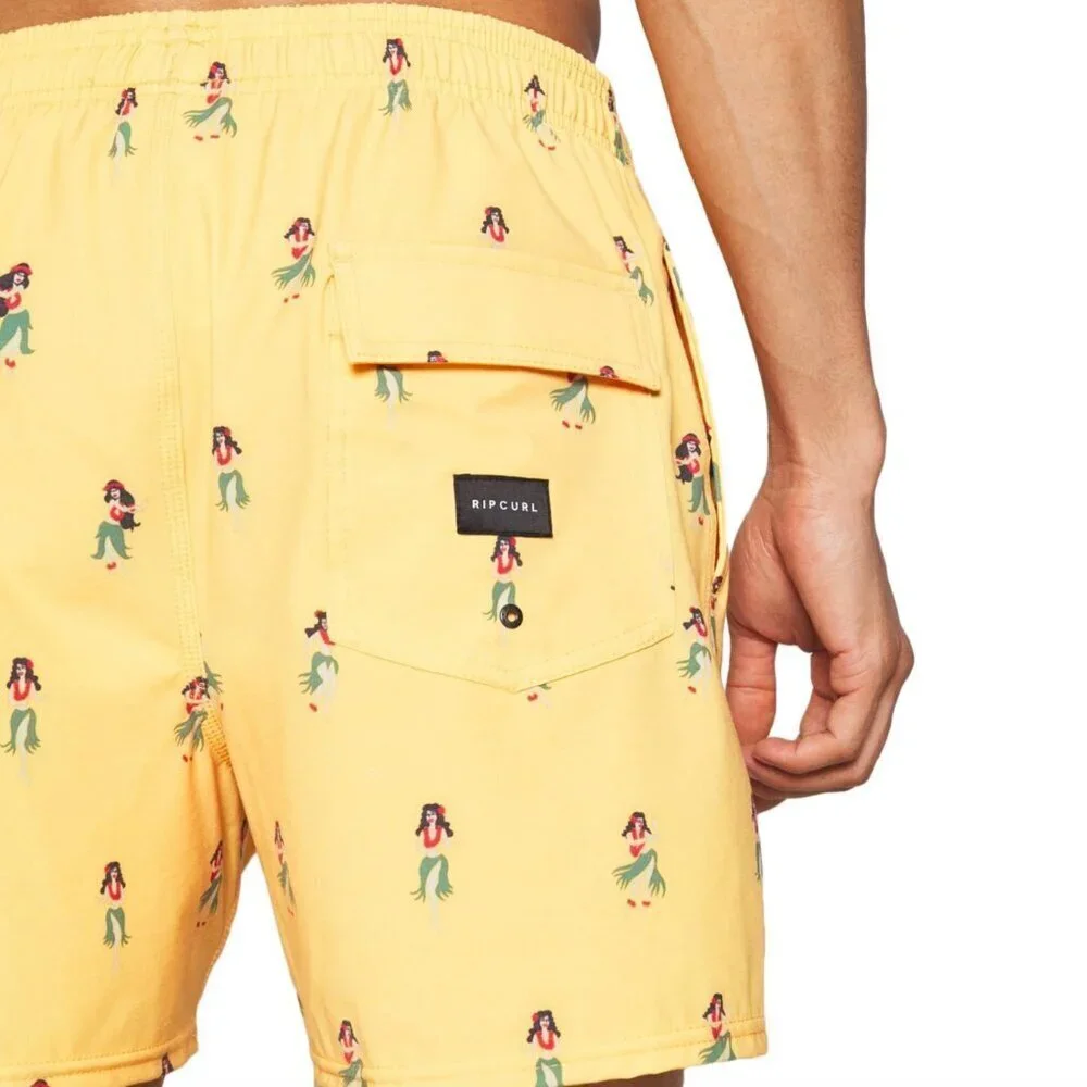 Rip Curl NWT Tropical Vibes 17” Volley Swim Board Shorts Washed Yellow, XXL
